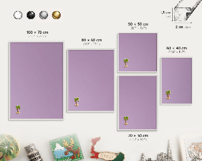 Wand-Magnettafel für Reisesouvenirs mit weißem Rahmen Hellviolett