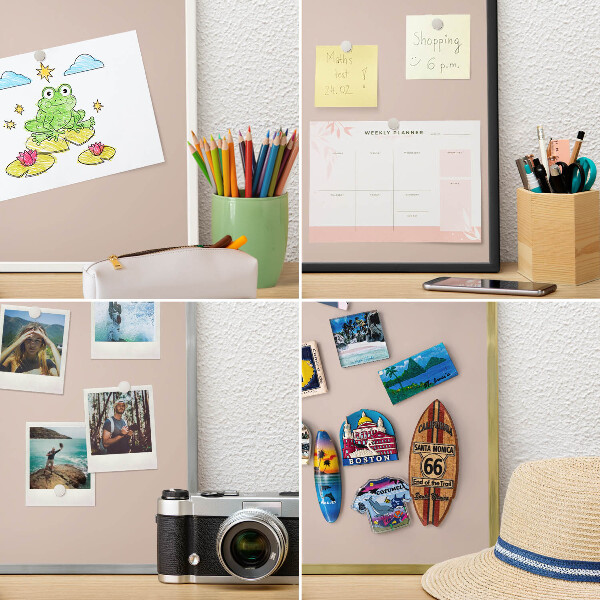 Wand-Magnettafel für Reisesouvenirs mit weißem Rahmen Beige-Rosa