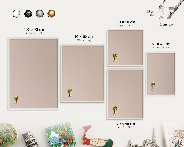 Wand-Magnettafel für Reisesouvenirs mit weißem Rahmen Beige-Rosa