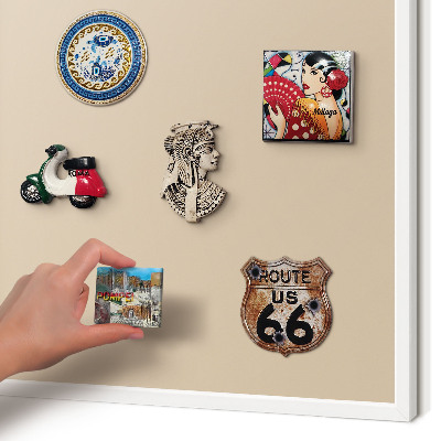 Wand-Magnettafel für Reisesouvenirs mit weißem Rahmen Beige-Orange
