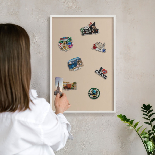 Wand-Magnettafel für Reisesouvenirs mit weißem Rahmen Beige-Orange