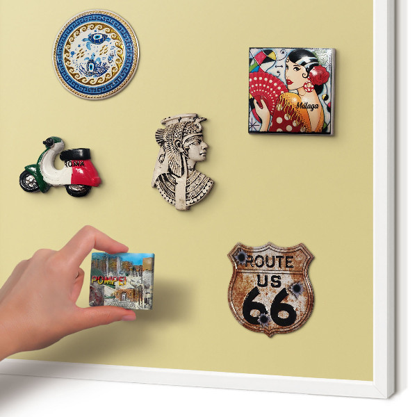 Magnettafel aus Metall für Souvenirs in weißem Rahmen Beige-gelb