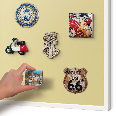 Magnettafel aus Metall für Souvenirs in weißem Rahmen Beige-gelb