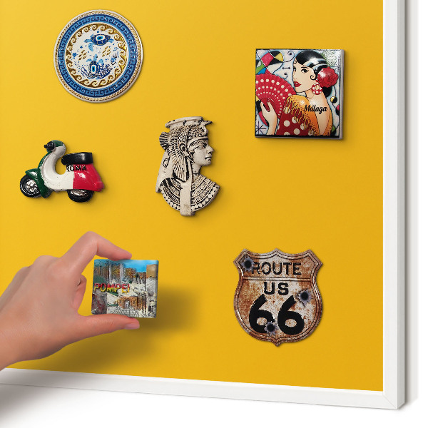 Wand-Magnettafel für Reisesouvenirs mit weißem Rahmen Leuchtendes Orange