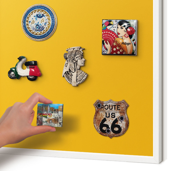 Wand-Magnettafel für Reisesouvenirs mit weißem Rahmen Leuchtendes Orange