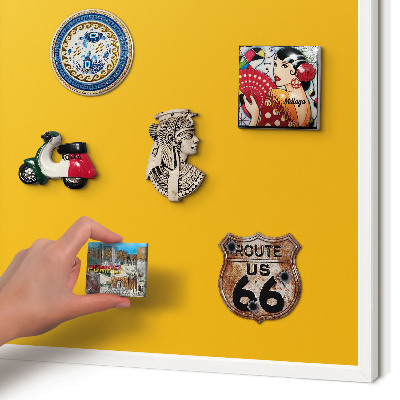 Wand-Magnettafel für Reisesouvenirs mit weißem Rahmen Leuchtendes Orange