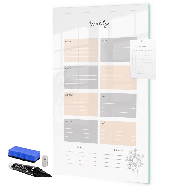 Schreib magnettafel Wochenplaner mit Platz für Fotos