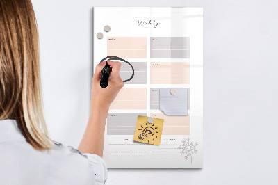Schreib magnettafel Wochenplaner mit Platz für Fotos
