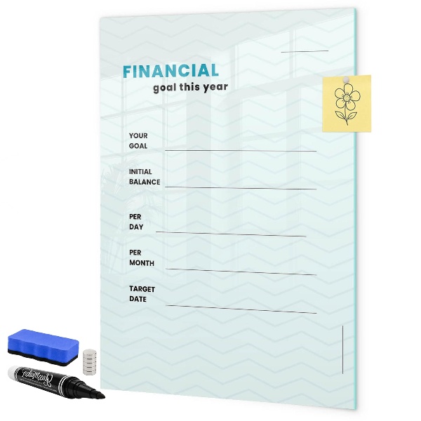 Magnettafel zum schreiben Finanzplan für dieses Jahr