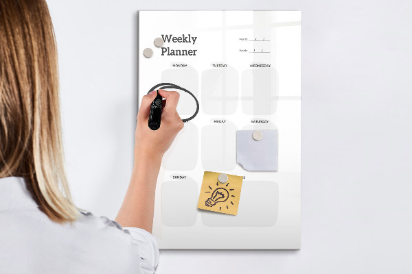 Magnettafel zum schreiben Wochenplaner mit Platz für Fotos