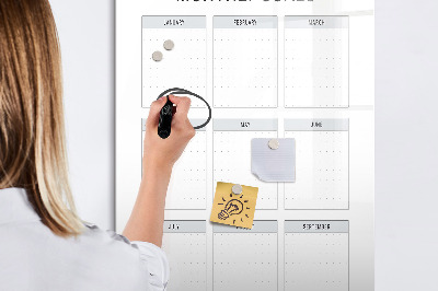 Magnettafel zum schreiben Planung monatlicher Ziele und Aufgaben
