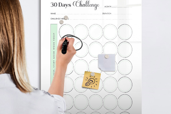 Magnettafel zum schreiben 30-Tage-Challenge: Verfolge deinen Fortschritt