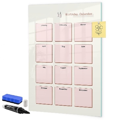 Magnettafel zum schreiben Geburtstagskalender mit Platz für Fotos