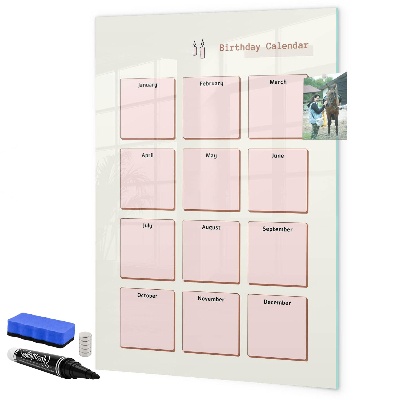 Magnettafel zum schreiben Geburtstagskalender mit Platz für Fotos