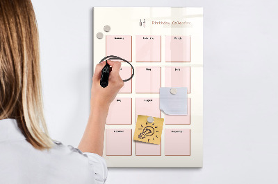 Magnettafel zum schreiben Geburtstagskalender mit Platz für Fotos
