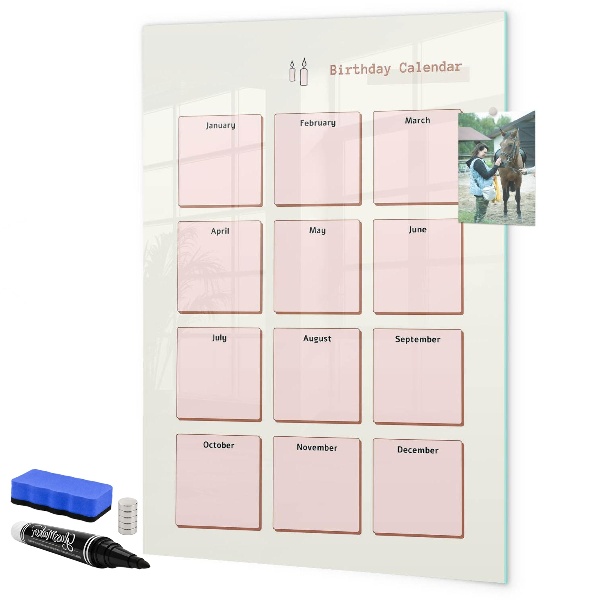 Magnettafel zum schreiben Geburtstagskalender mit Platz für Fotos