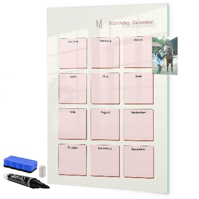 Magnettafel zum schreiben Geburtstagskalender mit Platz für Fotos