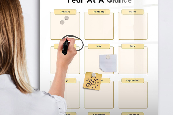 Magnettafel zum schreiben Jahreskalender zur Personalisierung