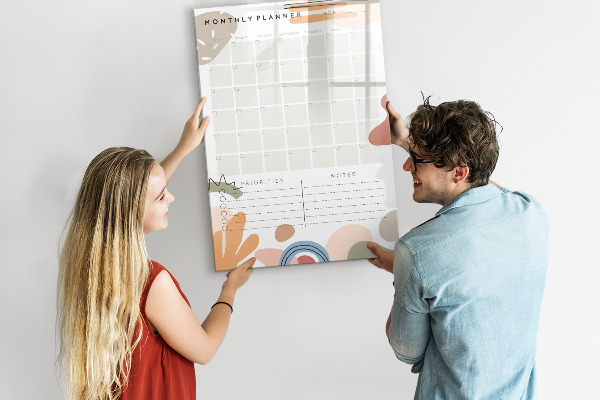 Magnettafel zum schreiben Monatsplaner mit Platz für Fotos