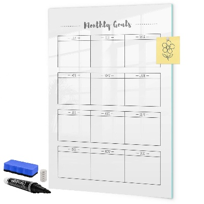 Magnettafel zum schreiben Monatliche Ziele mit der Möglichkeit zur Personalisierung