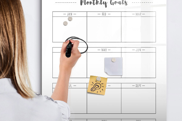 Magnettafel zum schreiben Monatliche Ziele mit der Möglichkeit zur Personalisierung