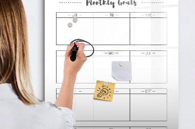 Magnettafel zum schreiben Monatliche Ziele mit der Möglichkeit zur Personalisierung
