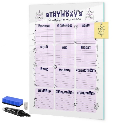 Schreib magnettafel Geburtstagskalender mit Platz für Fotos