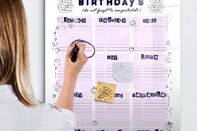 Schreib magnettafel Geburtstagskalender mit Platz für Fotos