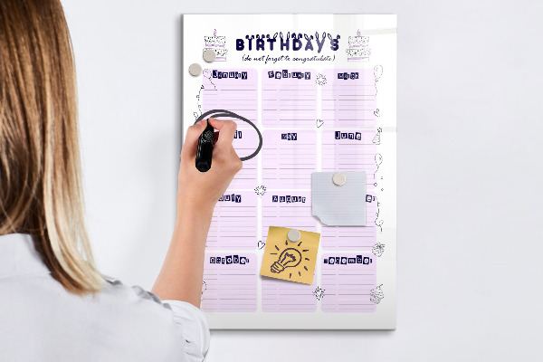 Schreib magnettafel Geburtstagskalender mit Platz für Fotos