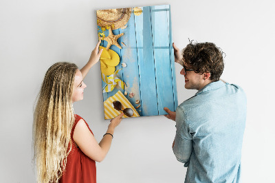 Schreib magnettafel Sommererinnerungen auf blauem Hintergrund