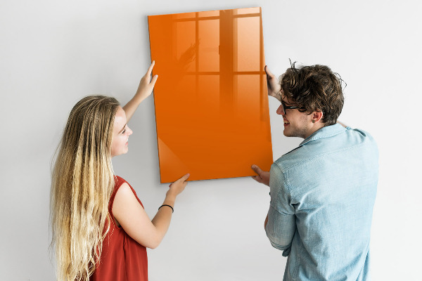 Schreib magnettafel Orangefarbene Tafel für Notizen und Fotos