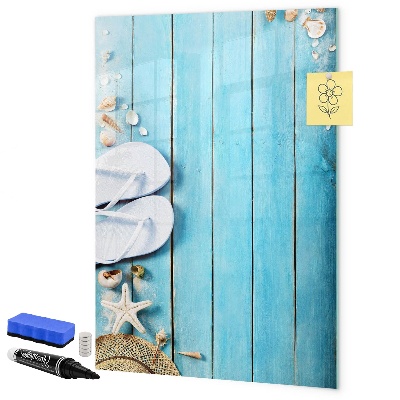 Schreib magnettafel Sommererinnerungen auf blauem Hintergrund