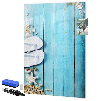 Schreib magnettafel Sommererinnerungen auf blauem Hintergrund