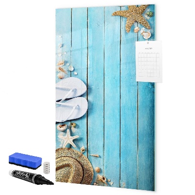 Schreib magnettafel Sommererinnerungen auf blauem Hintergrund