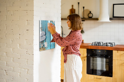Schreib magnettafel Sommererinnerungen auf blauem Hintergrund