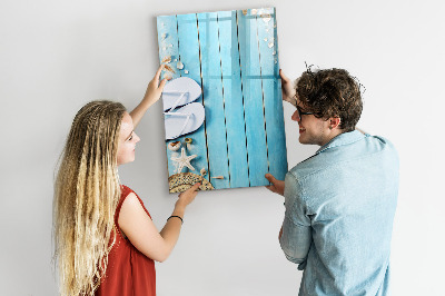 Schreib magnettafel Sommererinnerungen auf blauem Hintergrund