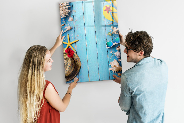 Schreib magnettafel Sommererinnerungen auf blauem Hintergrund
