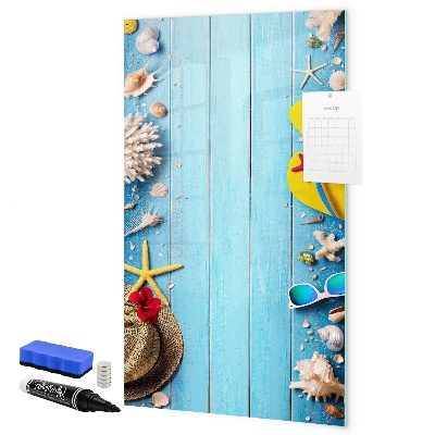 Schreib magnettafel Sommererinnerungen auf blauem Hintergrund