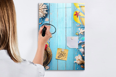 Schreib magnettafel Sommererinnerungen auf blauem Hintergrund