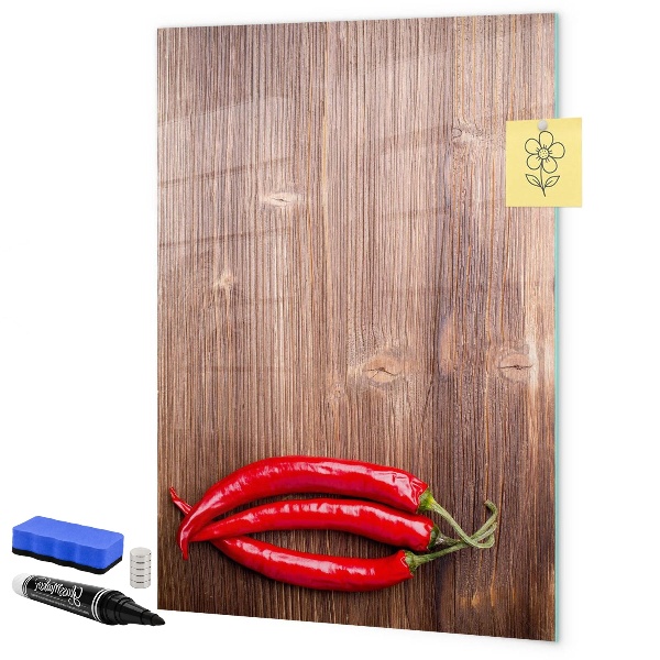 Magnettafel zum schreiben Papiererinnerungen und scharfe Paprikaschoten