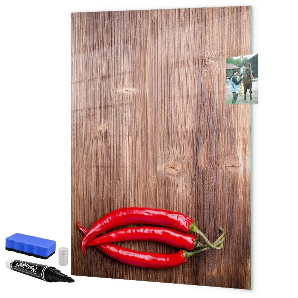 Magnettafel zum schreiben Papiererinnerungen und scharfe Paprikaschoten