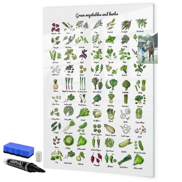 Schreib magnettafel Grünes Gemüse und Kräuter in Grafiken