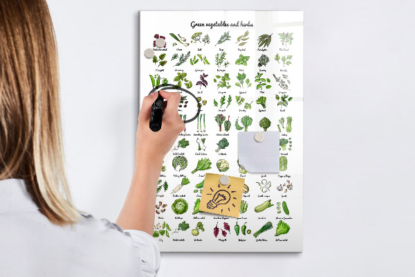 Schreib magnettafel Grünes Gemüse und Kräuter in Grafiken