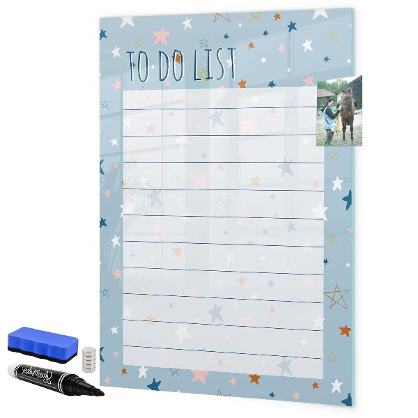 Magnettafel zum schreiben Aufgabenliste mit Platz für Fotos