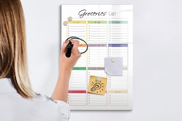 Schreib magnettafel Einkaufsliste mit Platz für Fotos