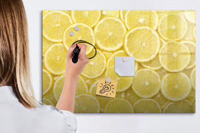Magnettafel zum schreiben Zitronenmotiv mit Fotos und Accessoires