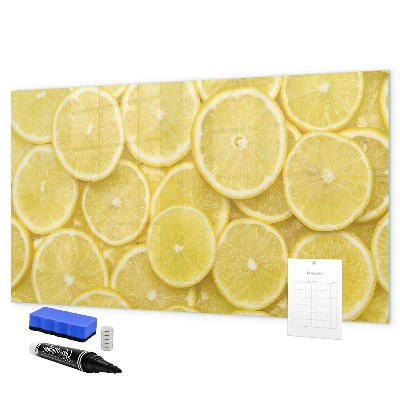 Magnettafel zum schreiben Zitronenmotiv mit Fotos und Accessoires