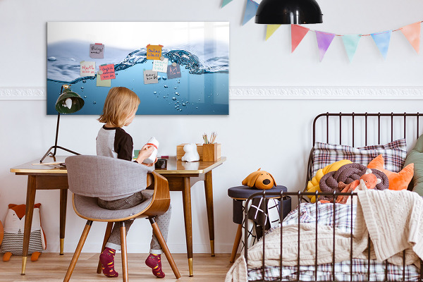 Magnettafel zum schreiben Wasserhintergrund mit Fotos und Accessoires