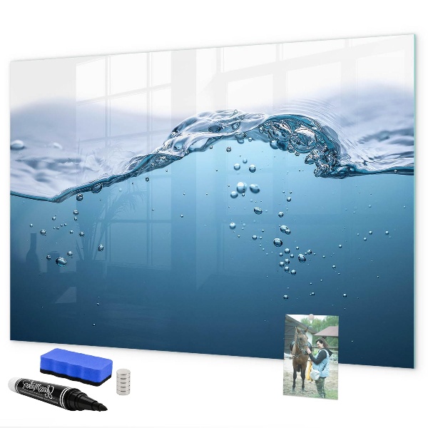 Magnettafel zum schreiben Wasserhintergrund mit Fotos und Accessoires
