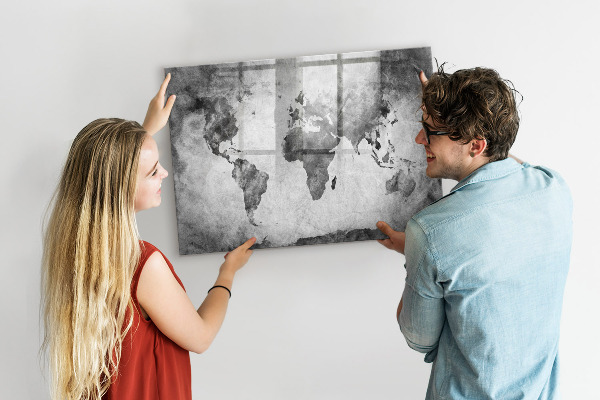 Schreib magnettafel Weltkarte mit persönlichen Fotos